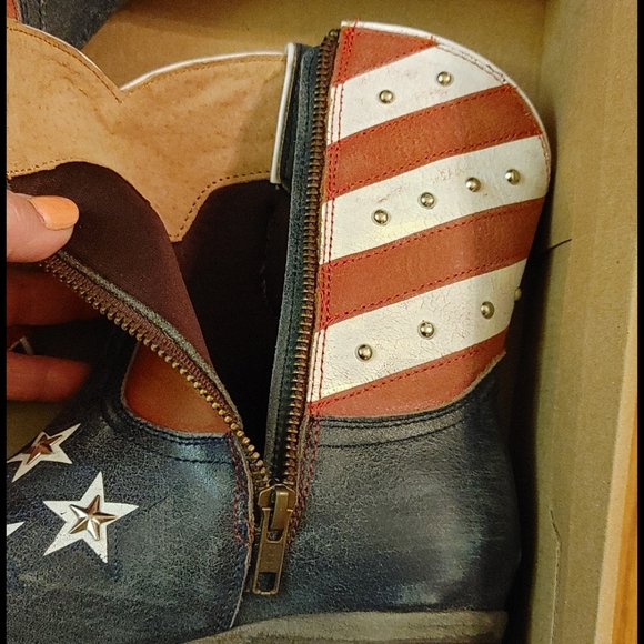 Boots Leather Cowgirl USA 4th of July Patriot Sheryl Crow America Stars Stripes - Picture 6 of 7